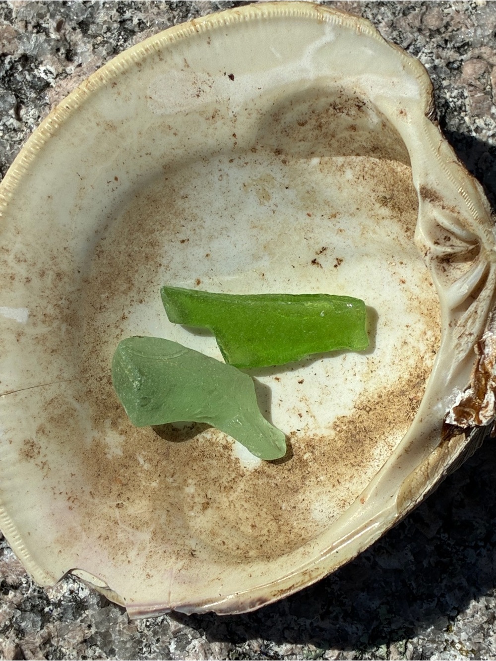 Green Sea Glass Decorative Accent Pieces - Set of 2